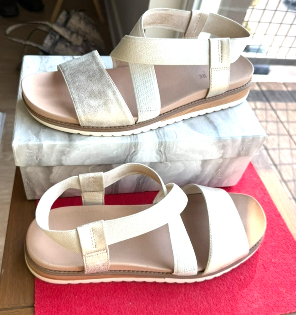 Dr. Scholl's Women's Islander Wedge Sandal muted Golden Beige Size- UK7 /US 9.5